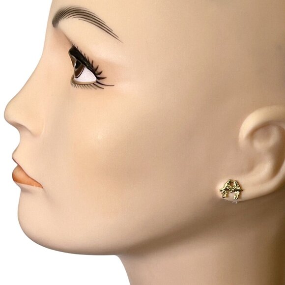 Vtg  Earrings 14K GF Post 12K Gold Fill Love Birds Retro Design Pierced Gift 3 - Picture 6 of 9